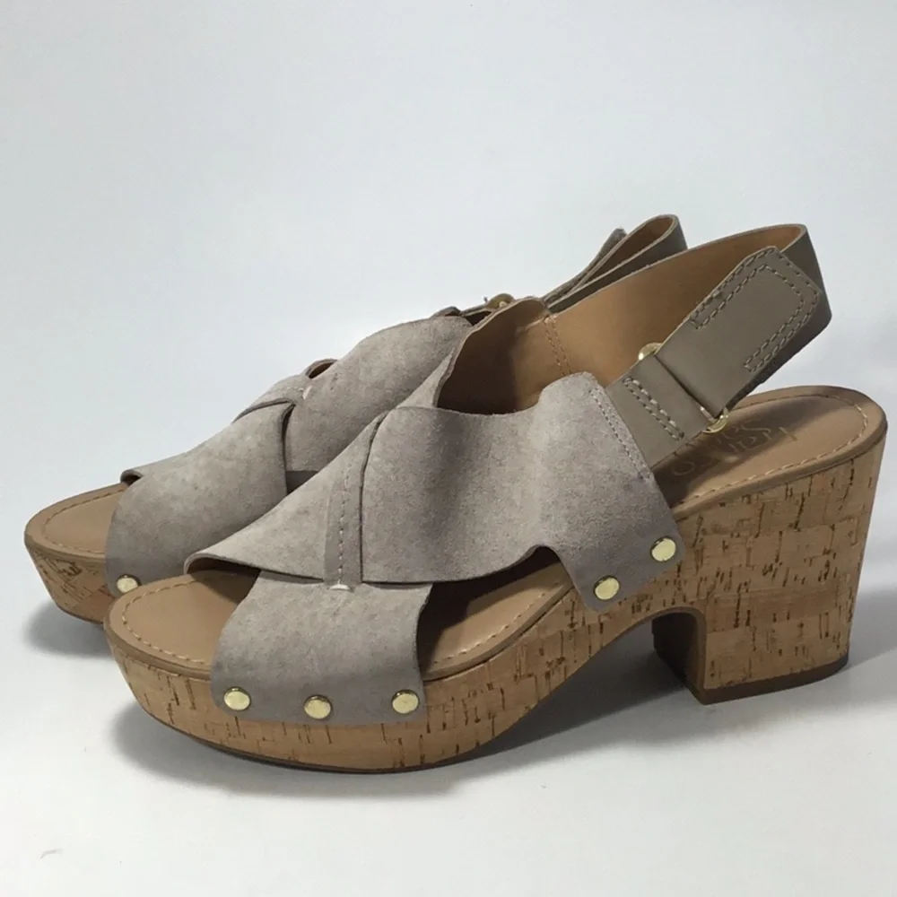 Franco Sarto Leather Suede Kicks Platform Sandals In Blush Size 9M
